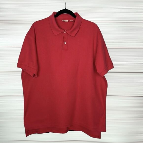 L.L. Bean Main Vintage Polo Shirt Tee Red Cotton Short Sleeve Men’s L - Picture 3 of 9